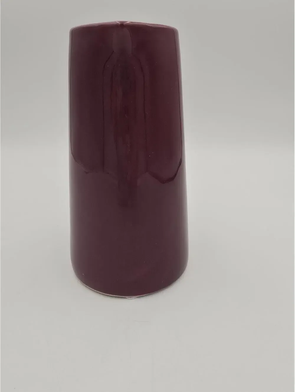 Burgundy Maroon Ceramic Pitcher Jug Heart Handle Vase 6.5